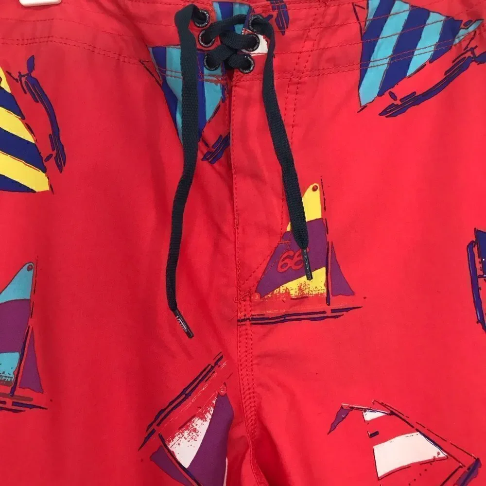 Vans The Era Classic Red Navy Blue Sailing Hidden Print Board Shorts NEW
